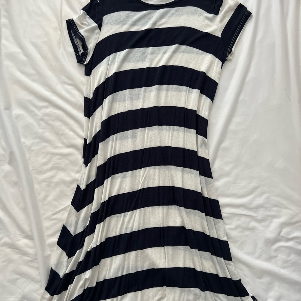 Navy striped t shirt dress
